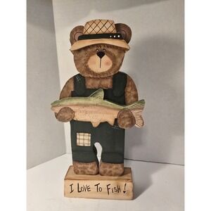 Wood Craft Etc. Bear Fish Country Cute Wood Handcrafted Tulare, CA /0442